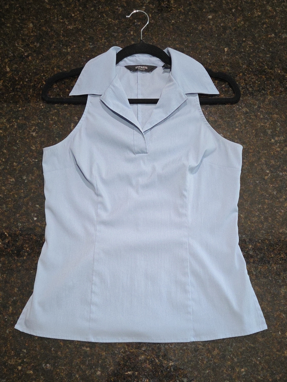 Express Light Blue Sleeveless Collared Cami Top